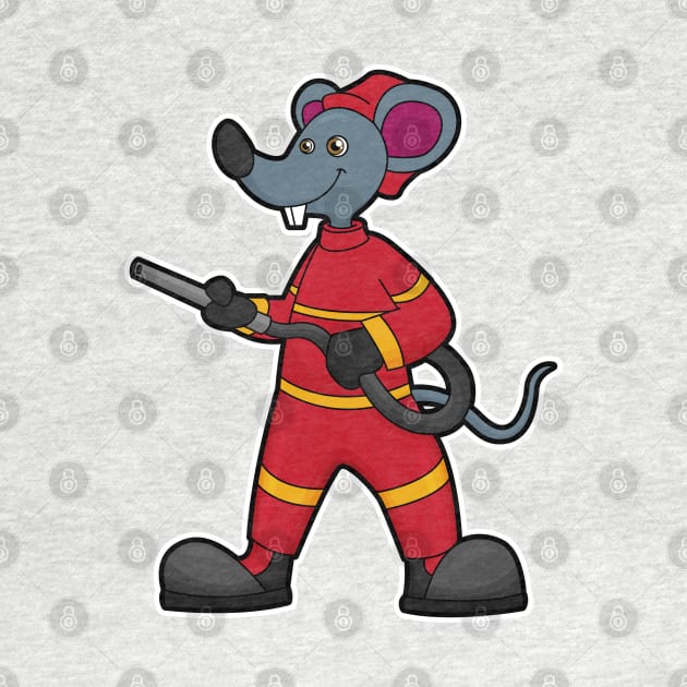 Mouse as Firefighter with Hose by Markus Schnabel